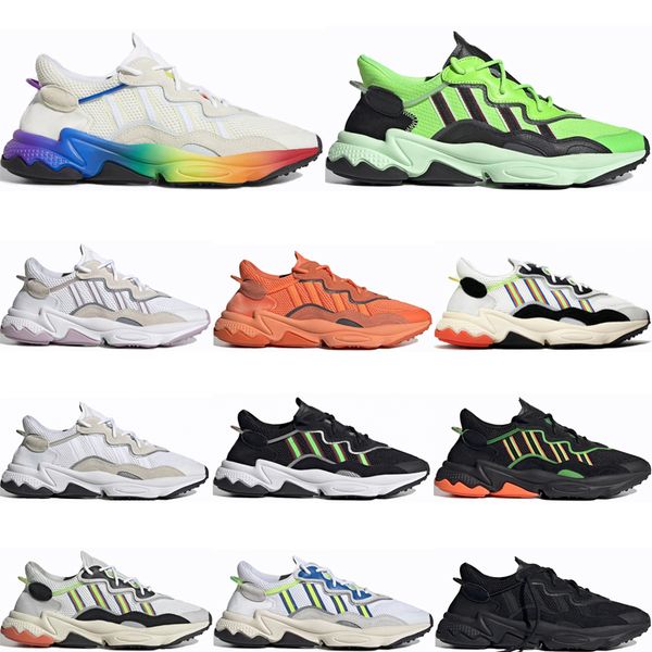 

classic pride 3m reflective xeno ozweego for men women casual shoes bold orange neon green halloween tones trainer sports sneakers, Black