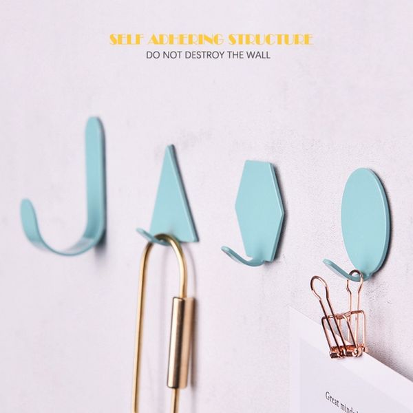 

4pcs/set wall key holder organizer geometric shape wall hooks office home decorations accessories door rack