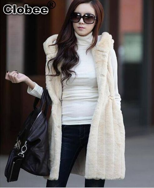 

colete de pele feminina 2019 autumn winter faux fur gilet 2019 vest jacket women long fur coat manteau femme hiver x964, Black