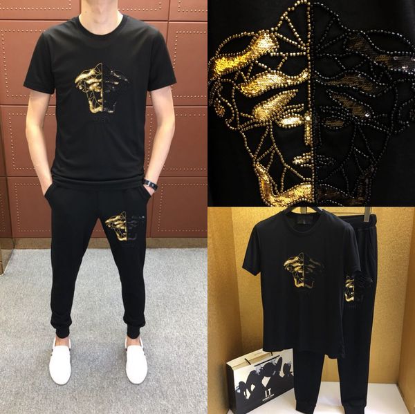 

летом 2019 года новый корейский бренд chao вышитые медузы с коротким рукавом футболки мужские социальные мальчики nethong комплект мужской о, Gray