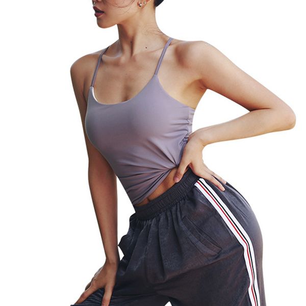 

selling ladies sports sleeveless t-shirts vest with chest pad for yoga gym workout tank, White;red