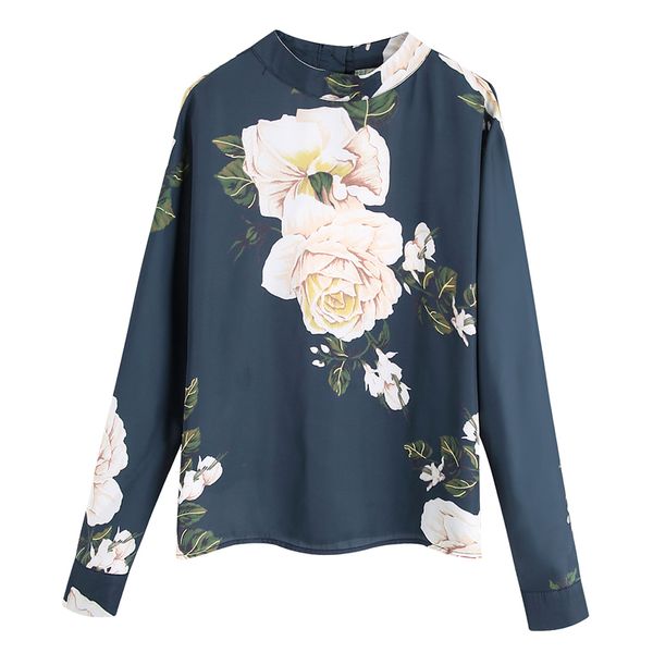 

zoepo prairie chic o neck tshirts women fashion loose floral printed women elegant button long sleeve tees female ladies kw, White