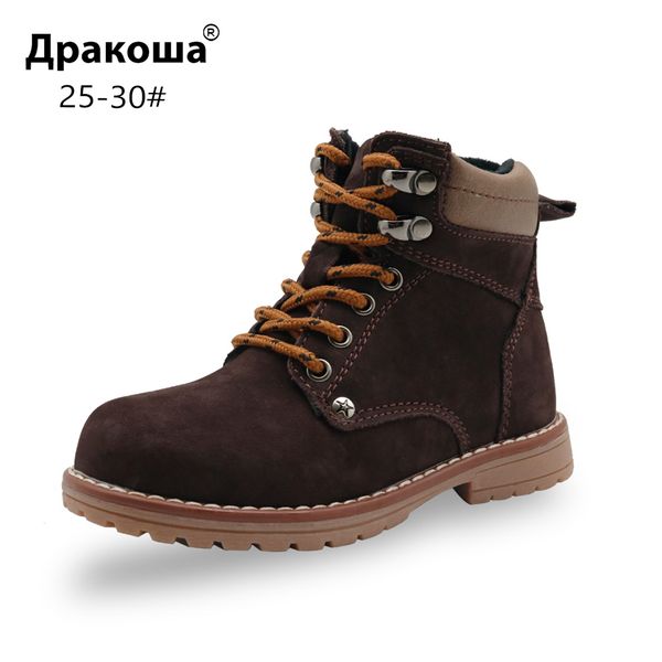 

apakowa boys classical martin boots children' genuine leather autumn spring ankle western boots little boy' orthopedic shoes, Black;grey