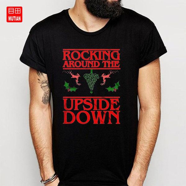 

strenger things rocking around t shirt, White;black