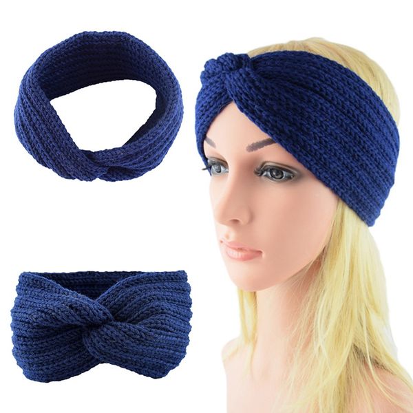 

knitted women cross wool hair band earmuffs women hand-woven headbands fashion warm autumn and winter hair accessories, Golden;white