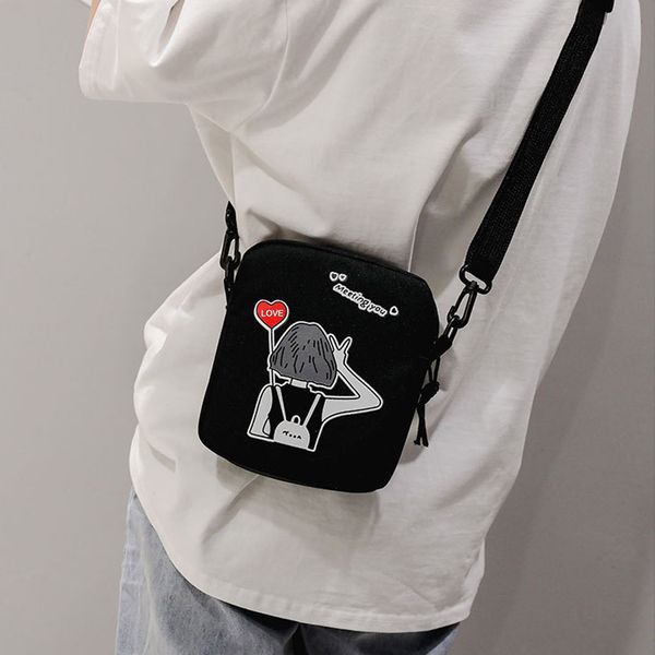 

summer fashion 2019 casual new girl print diagonal cross bag casual shoulder bag student canvas wild shopping