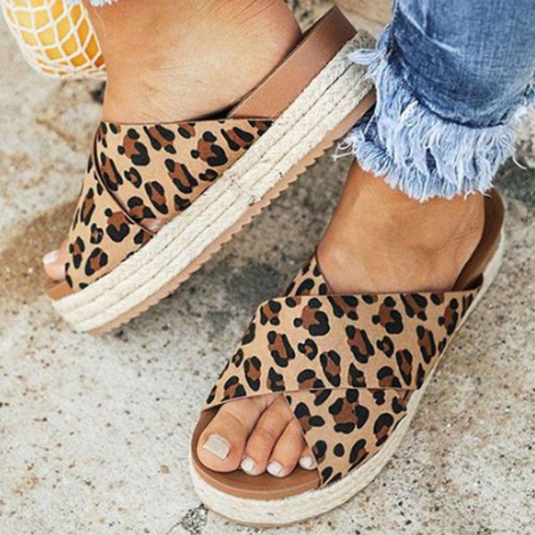 

женщины sexy leopard сандалии лето женщины тапочки открытый toe платформы повседневная обувь женская открытый пляж вьетнамки женский слайды, Black