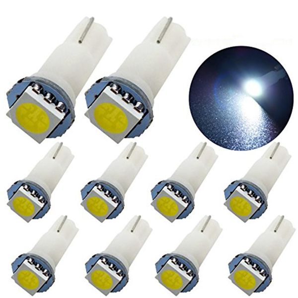 

100pcs t5 5050 1smd instrument light bulbs 12v 24v dc wedge led white green yellow pink red blue car auto dashboards gauge lamp