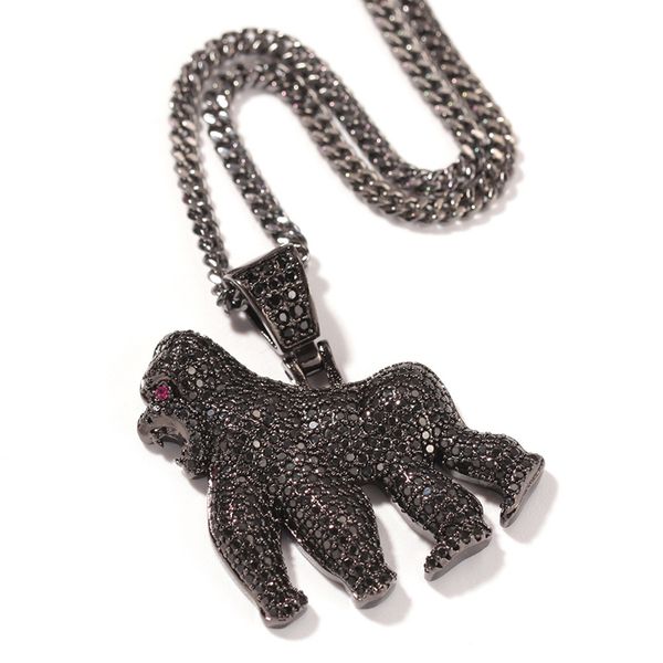

europe and america ale hip hop jewelry gold plated cz gorilla pendant chain necklace nice gift for boy friend, Silver