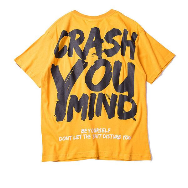 

Japanese Harajuku Aesthetic Crash Your Mind Printed Cotton T Shirt for Men Urban Boys Streetwear Hip Hop Graphic Tee Oversized