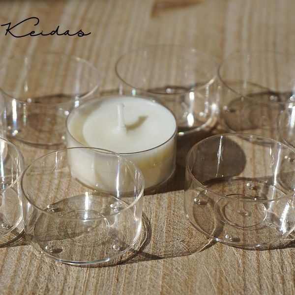 

wholesale 50pcs t16 transparent round shape plastic candle containers for holiday decoration diy candle making