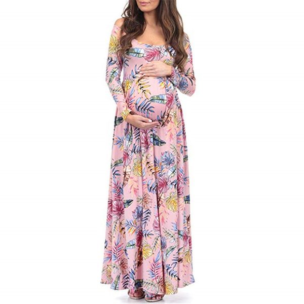 

suit-dress solid color long sleeve one shoulder pgraph portrait to woman long fund beach pregnancy dress ropa mujer invierno, White