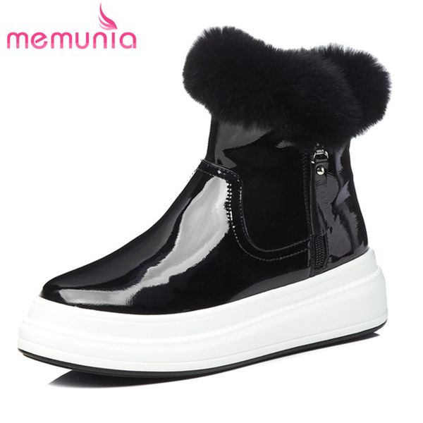 

memunia 2020 ankle boots women zip keep warm snow boots round toe comfortable casual shoes woman winter, Black