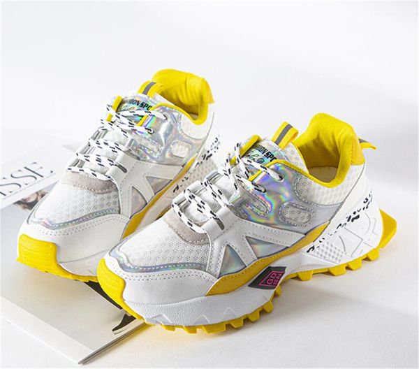 

women sneakers 2019 fashion platform sneakers ladies brand designer chunky casual shoes lace-up woman basket sports dad shoes, Black