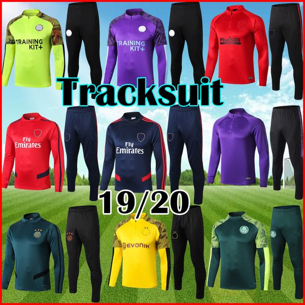 

2019 2020 man tracksuit city training kit suit real madrid ajax olympique de marseille survetement de foot chandal football jogging sweaters, Black