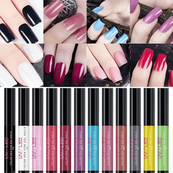 

12 colors gel nail varnish pen glitter nail gel polish hybrid dawdler uv art lacquer paint