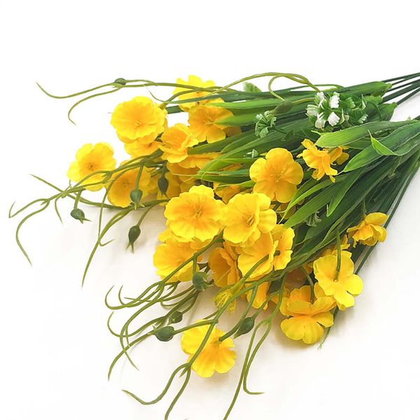 Ramo di decorazione domestica orchidea gialla di fiori artificiali