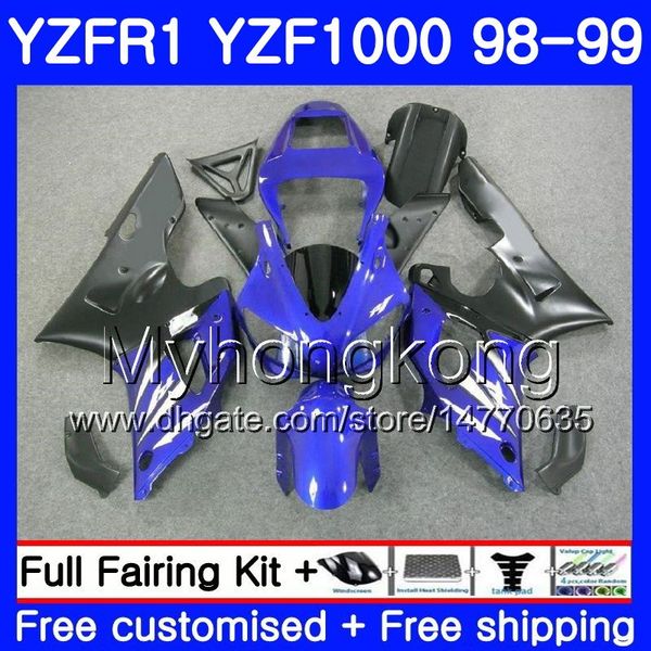 Carroçaria Para YAMA YZF R 1 YZF1000 azul escuro preto YZF-R1 1998 1999 Carcaça 235HM.47 YZF-1000 YZF R1 98 99 YZF 1000 YZFR1 98 99 Carenagem