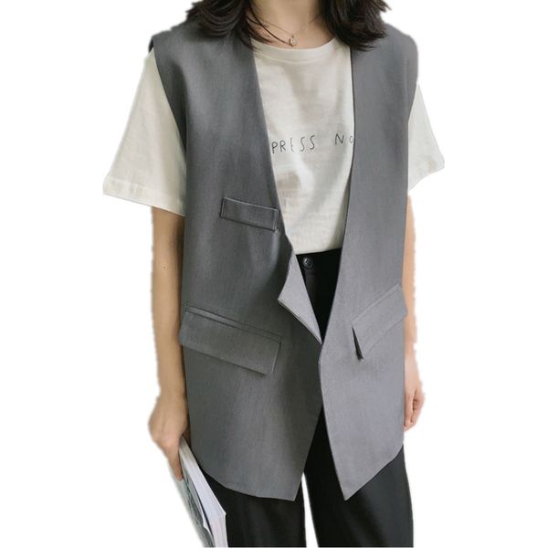 

2020 new women elegant spring waistcoat women's vest gilet v-neck ladies female outerwear casual sleeveless coat suit vests, Black;white