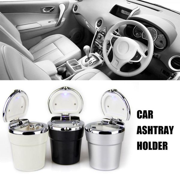 

car cigarette ashtray with blue led light indicator portable bling smokeless cylinder cup holder for most vehicles