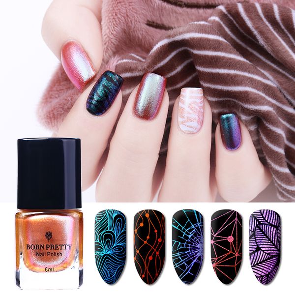 

born pretty 6ml rose gold chameleon stamping polish colorful nail art plate printing lacquer manicure nail art decoration