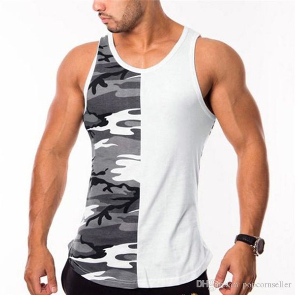 

mens bodybuilding sports sleeveless vest summer designer fitness scoop neck gym tank mens designer tshirt, White;black