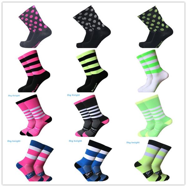 

new professional brand outdoor cycling socks breathable road bicycle socks individuality mountain bike racing, Black
