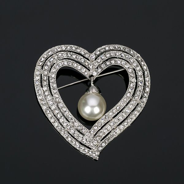 

silver love pearl classic fund brooch exquisite woman ornaments low price, Gray
