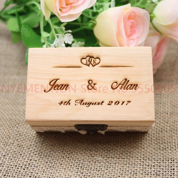 

custom name wedding ring box engagement personalized wooden ring bearer storage box romantic wedding gift holder 20pcs