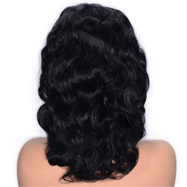 

human hair lace front wigs unprocessed brazilian virgin hair natural color bleached knots wavy glueless lace wigs, Black;brown