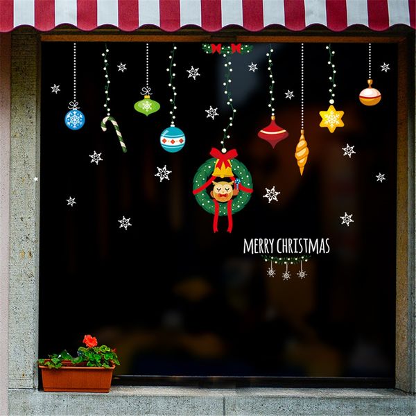 

merry christmas sticker christmas snowflake reindeer glass window sticker