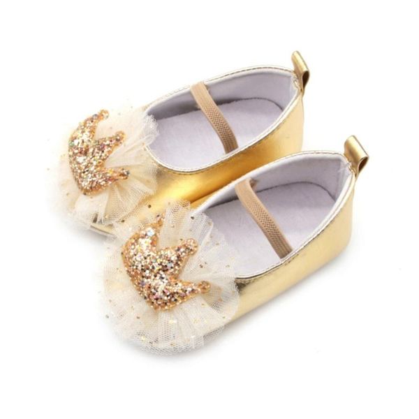 

0-18m baby girl shoes soft anti-slip crib shoes newborn infant sequin crown princess for girls