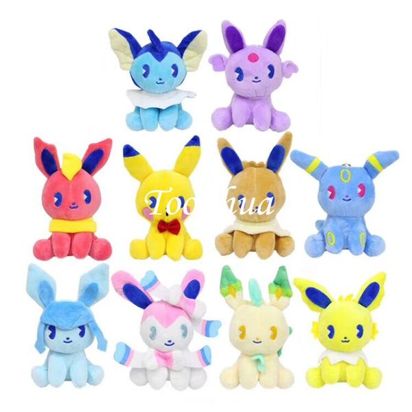 

new 10cm 10 styles saiko soda pikachu sylveon umbreon flareon vaporeon jolteon eevee espeon leafeon glaceon plush doll keychain pendant toy