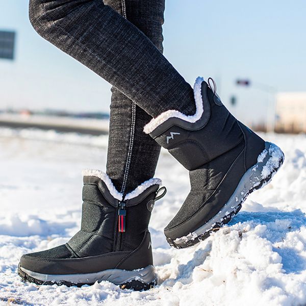

snow 2019 warm winter shoes zipper mid-calf waterproof non-slip women boots size 35-40 mx200508, Black