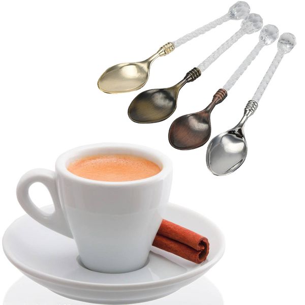 

spoon sugar tea dessert cake retro coffee crystal handle small coffee spoon sugar tea dessert cutlery kitchen tableware #or