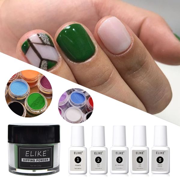 

elike acrylic nail dip powder 10g stronger and more durable green quickly natural dry dip nail glitter powder art design, Silver;gold