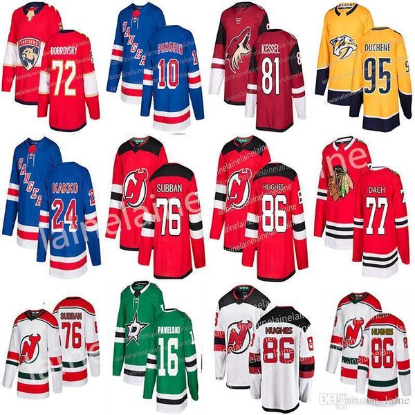 

2019 new york rangers hockey jerseys 24 kaapo kakko 10 artemi panarin devils 86 jack hughes 76 p. k. subban jersey, Black;red