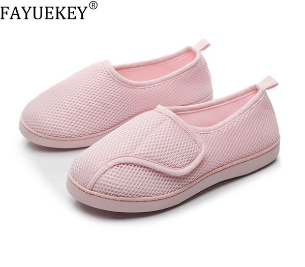 

women shoes home soft mesh breathable pregnant anti-slip diabetic arthritis edema slippers for expectant mom extra wide y200424, Black