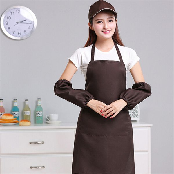 

fashion men women solid home cooking kitchen restaurant chef bib apron with two front pockets