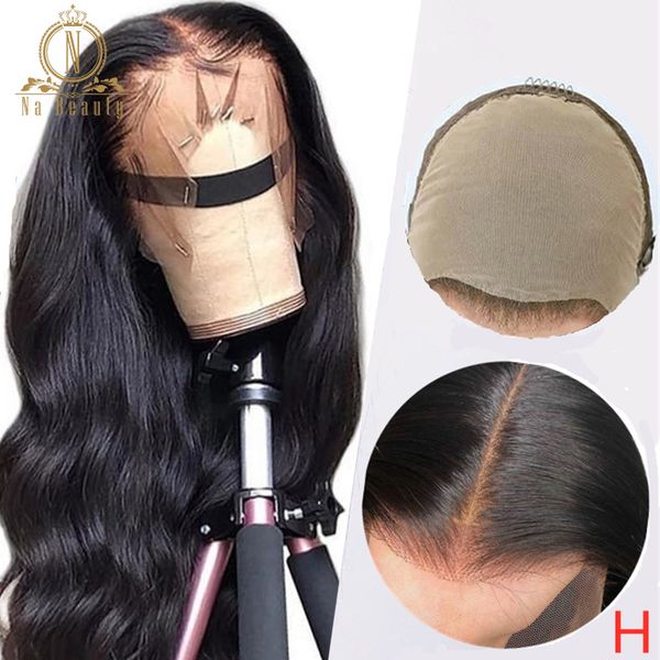 

180% fake scalp wig 13x6 lace front invisible knot wig bleached knots pre plucked body wave human hair lace remy nabeauty, Black;brown