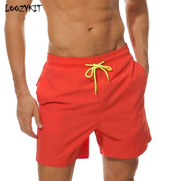 

loozykit 2019 men summer quick-dry beach shorts pockets straight male casual drawstring shorts plus size nylon bermuda masculina