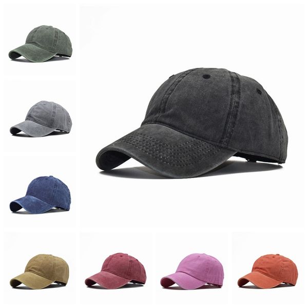 

washed cotton pure color light board men's baseball cap multi-color optional bone cap, stitching dad hat, Blue;gray