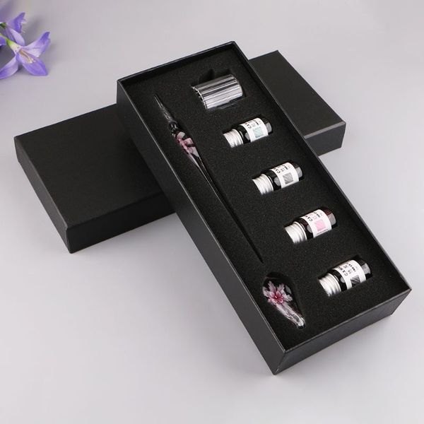 

7pcs/set handmade floral glass pen dip writing ink signature pens set for school stationery gifts art decoration supplies l41e