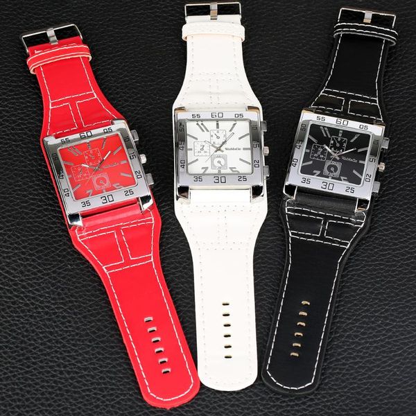 

new arrival men women square quartz watch big face luminous hands female clock leather band with pin buckle wrist watches reloj, Slivery;brown
