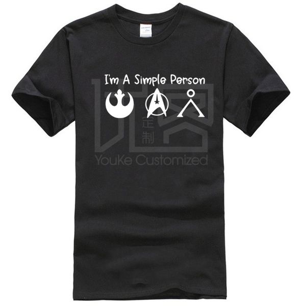 

im a simple person star and stargate earth glyph shirt, White;black