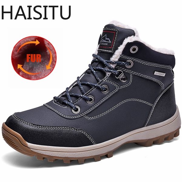 

haisitu outdoor hiking shoes men winter keep warm trekking climbing boots man sneakers full fur waterproof hunting working boots
