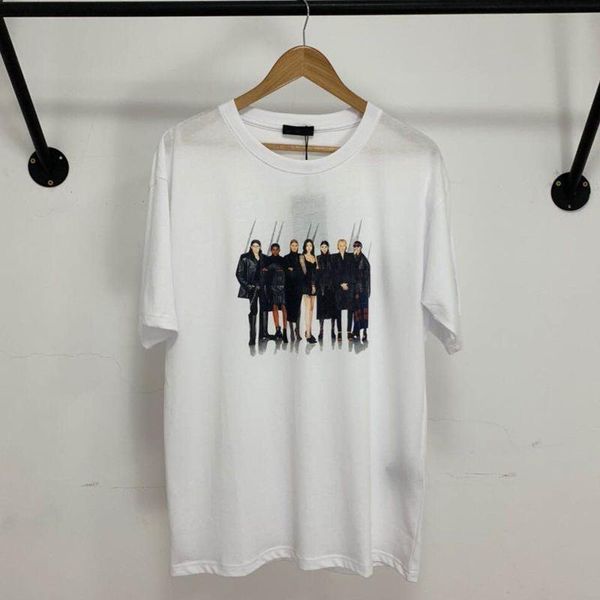 

band model p printed classic tee high end casual solid t-shirt summer short sleeves high street men women tee breathable hfymtx805, White;black