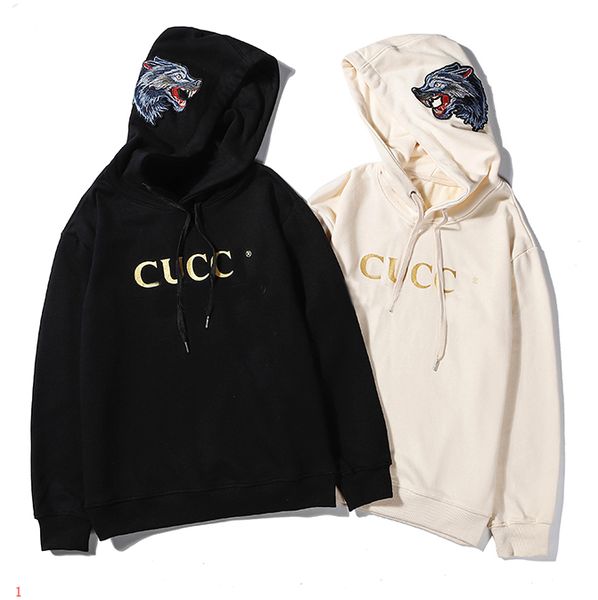 

new hoodies fashion long sleeve letters print wolf embroidery hoodies brand men women sweatshirts luxury casual clothes j9072401, Black