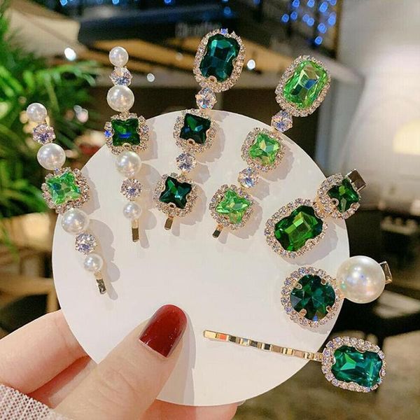 

корейский моды простые зеленые камни клипы pearl волос для женщин богемского стразы девушки одно слово заколка для волос аксессуары cnjhn, Black