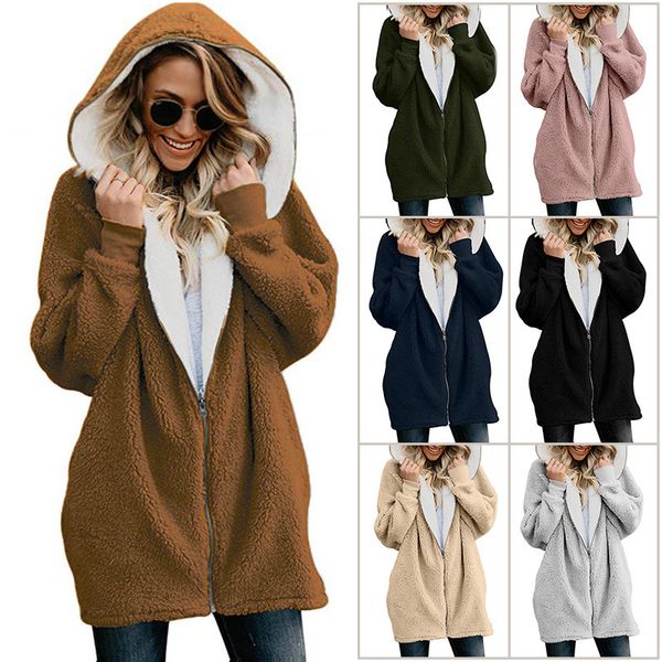 

women winter thick warm coats long length zipper outerwear pink beige khaki hooded coats ing, White;black